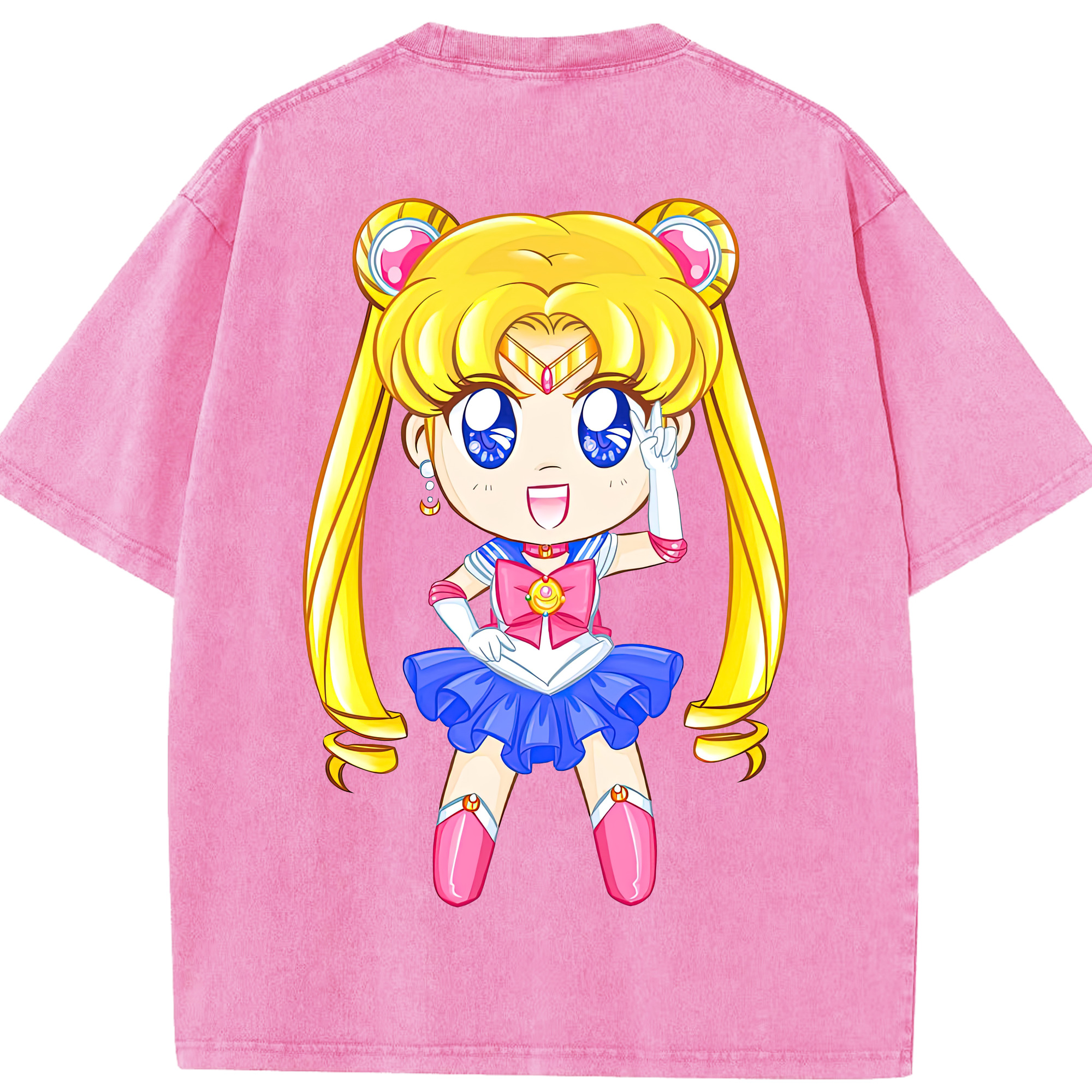 （画像用） 美少女戦士セーラームーン 月野 うさぎ つきの うさぎ Sailor Moon Tsukino Usagi 綿100% ヴィンテージ風 半袖Tシャツ（背面プリント）